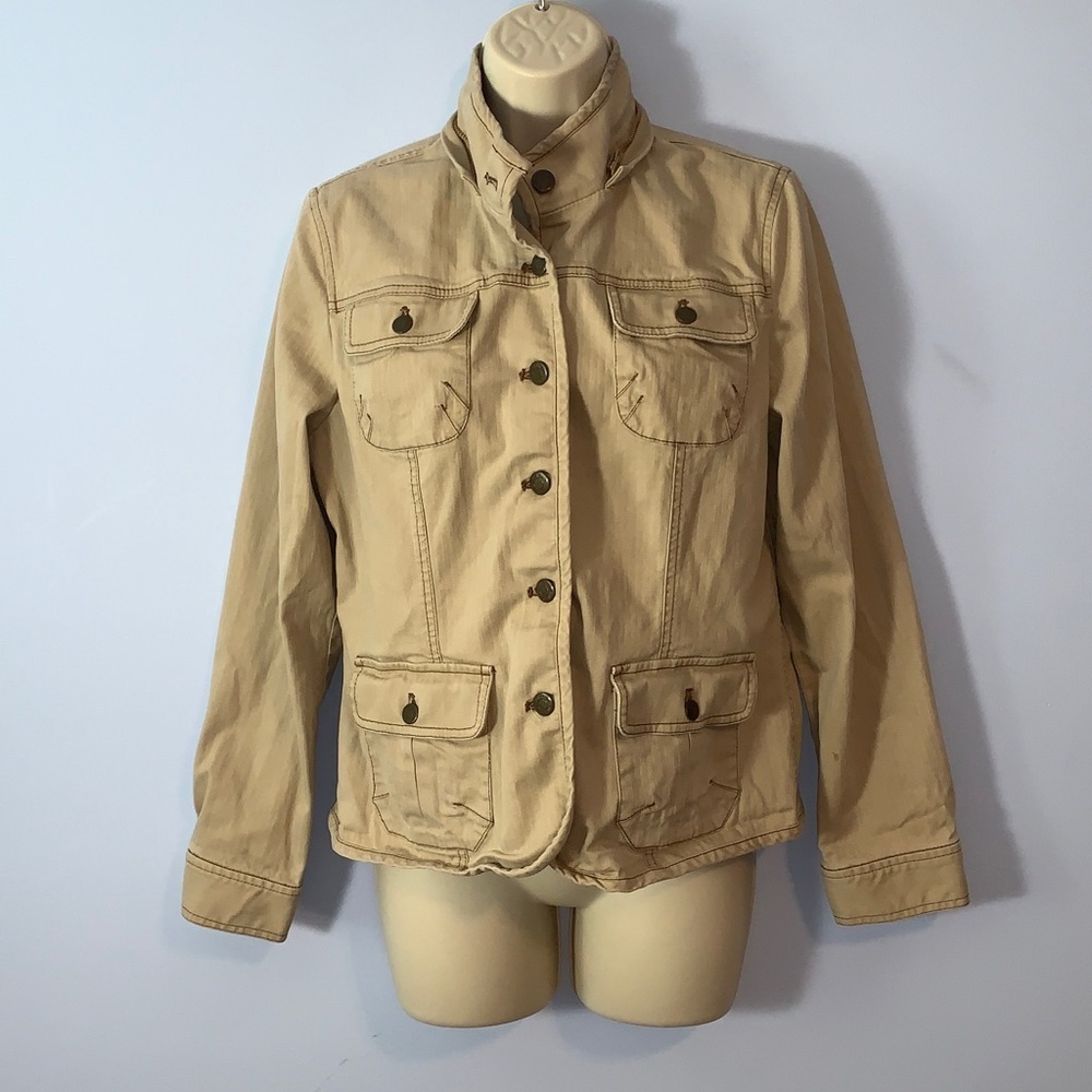 Jones New York Sport Beige tan khaki utility field fitted cotton Jacket size m